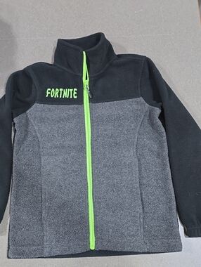 Custom Fortnite Fleece Jacket with Neon Green Zip
